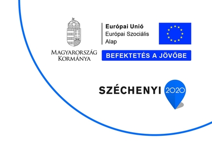 A pályázat által kötelezően megjelenítendő információs blokk. Az információs blokk tartalmazza Magyarország címerét az Európai Únió és a Széchenyi 2020 pályázat logoját.
